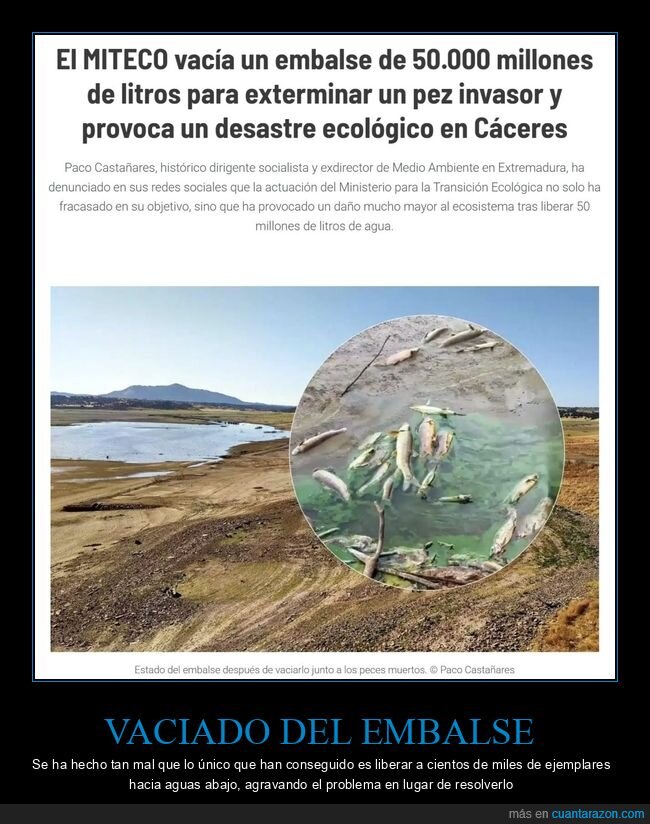 embalse,pez,invasor,vaciado,fails