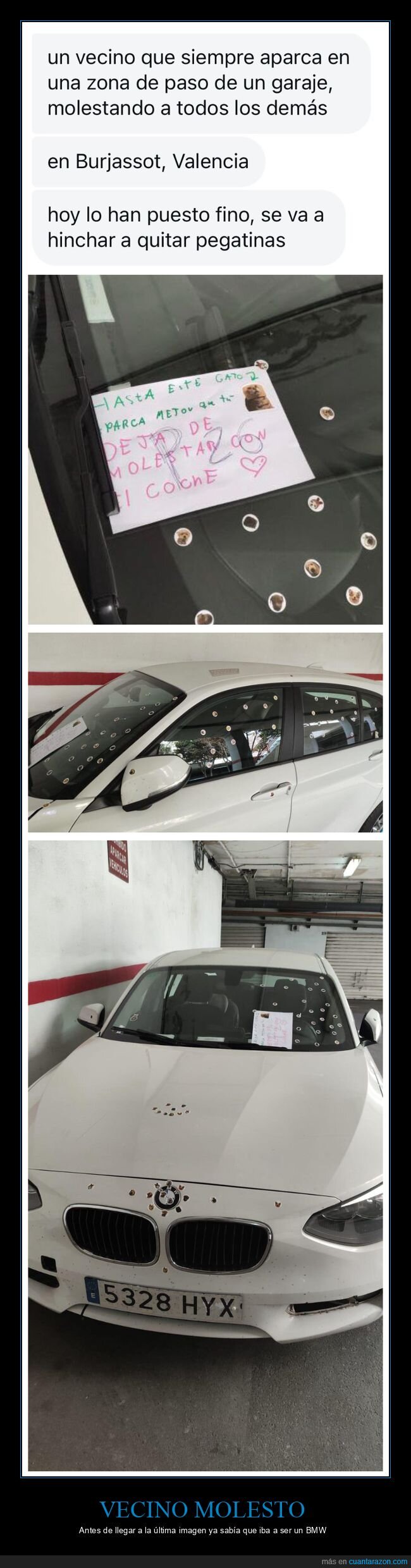 coches,parking,vecinos,pegatinas,carteles