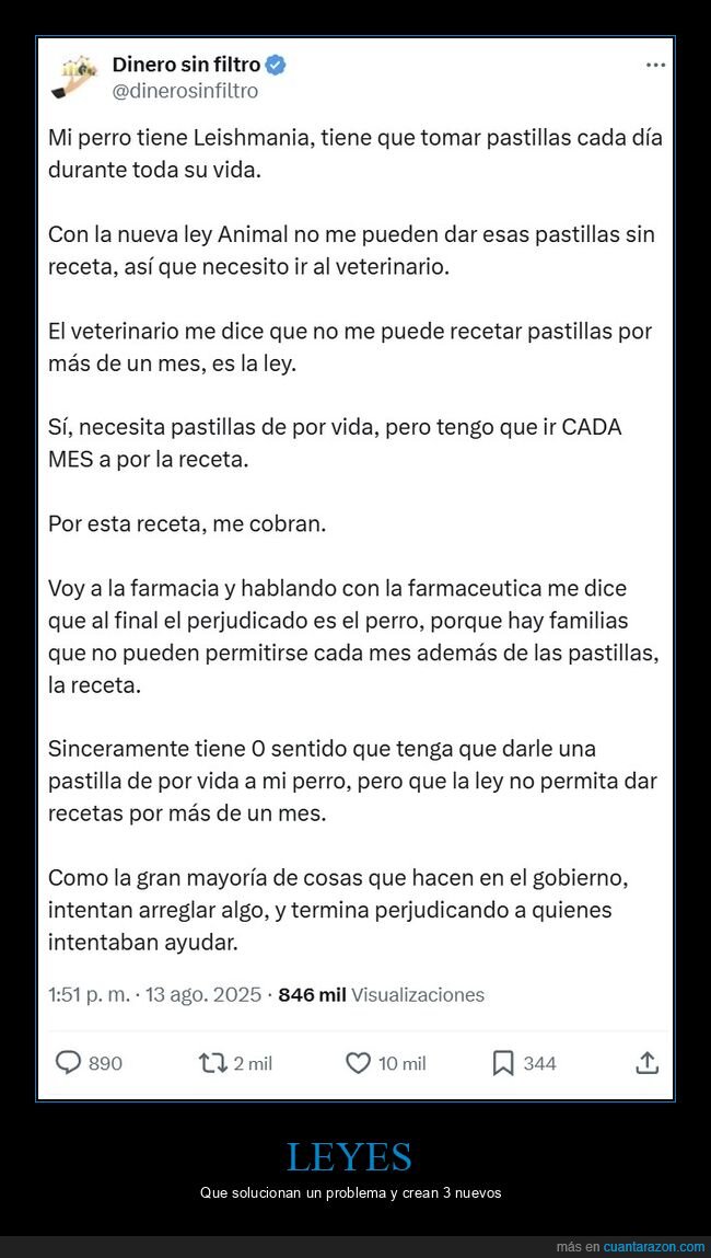 ley animal,pastillas,receta,perro
