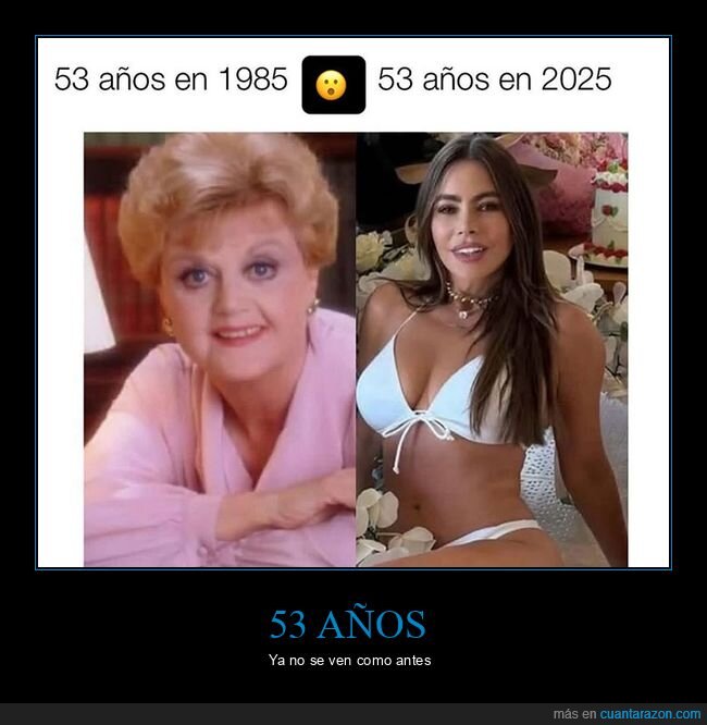 1985,2025,53 años,ahora,angela lansbury,antes,sofía vergara
