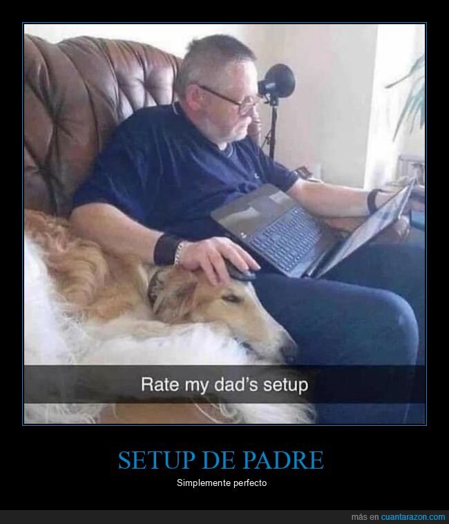 padre,ordenador,perro
