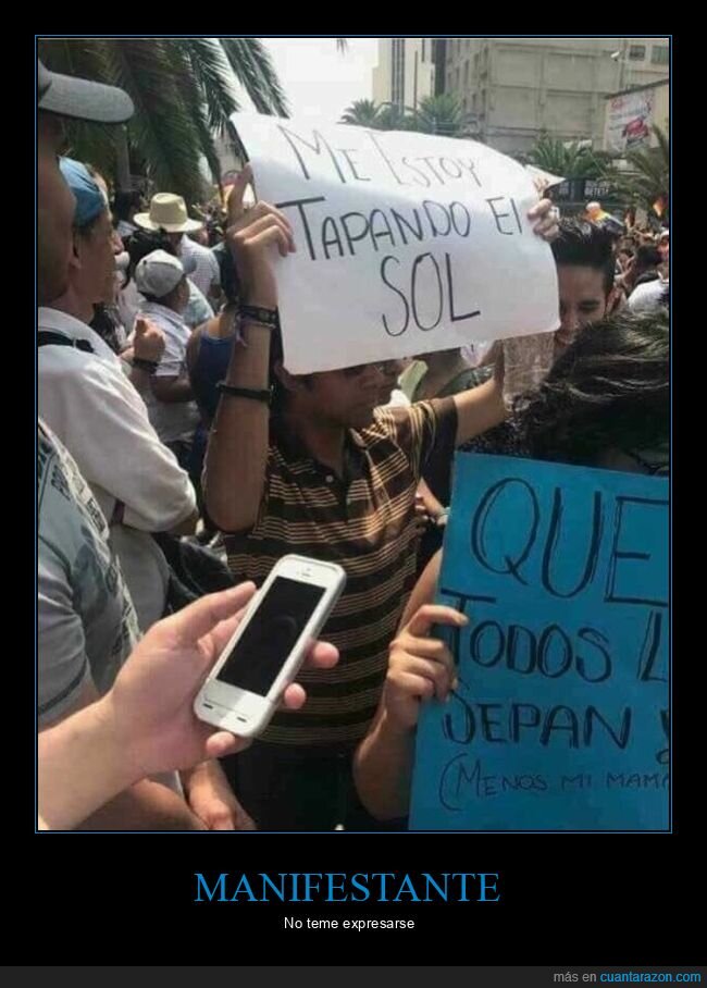 carteles,manifestación,sol,tapando