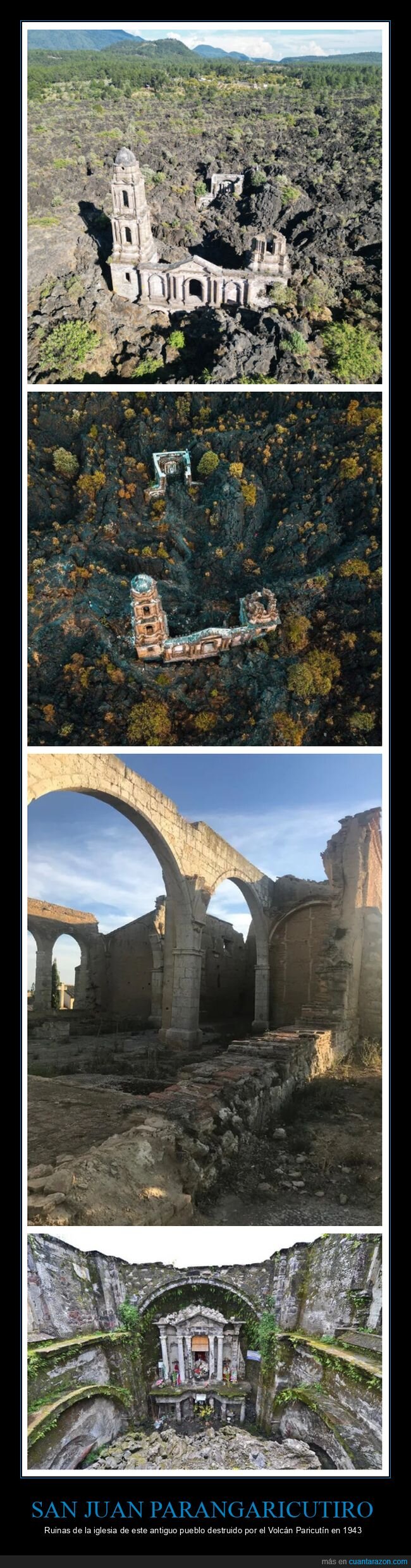 san juan parangaricutiro,ruinas,iglesia,volcán