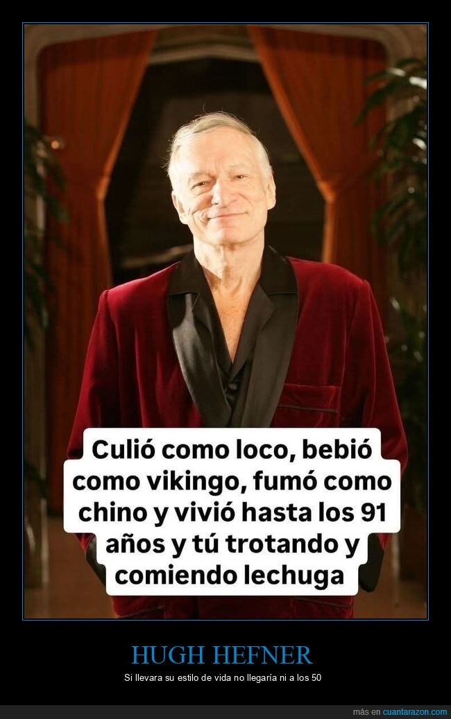 hugh hefner,vida sana