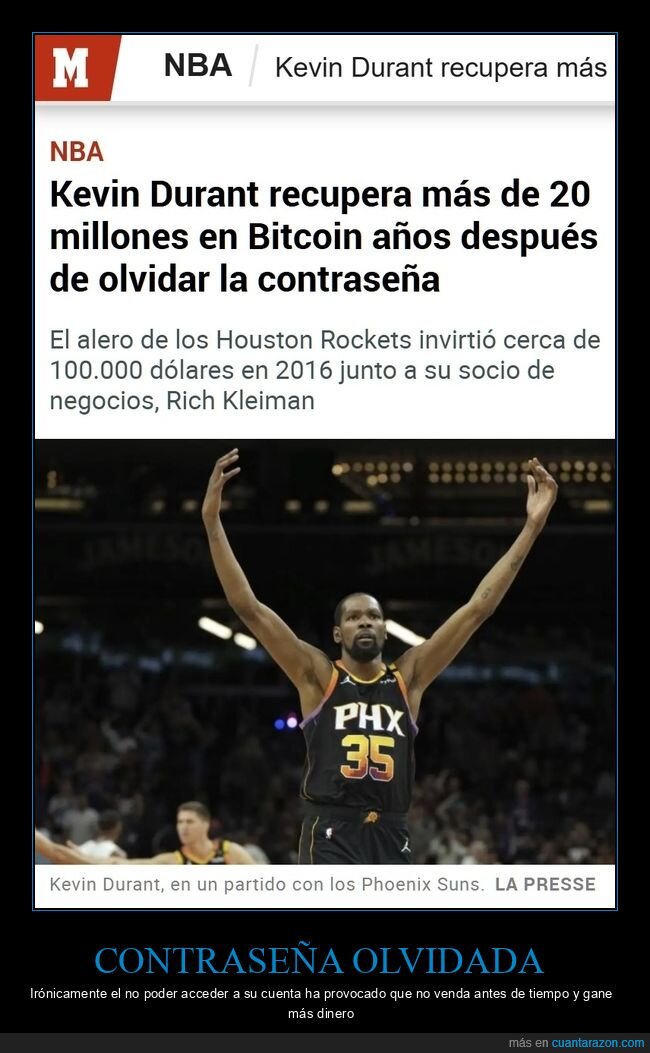kevin durant,bitcoin,olvido,contraseña