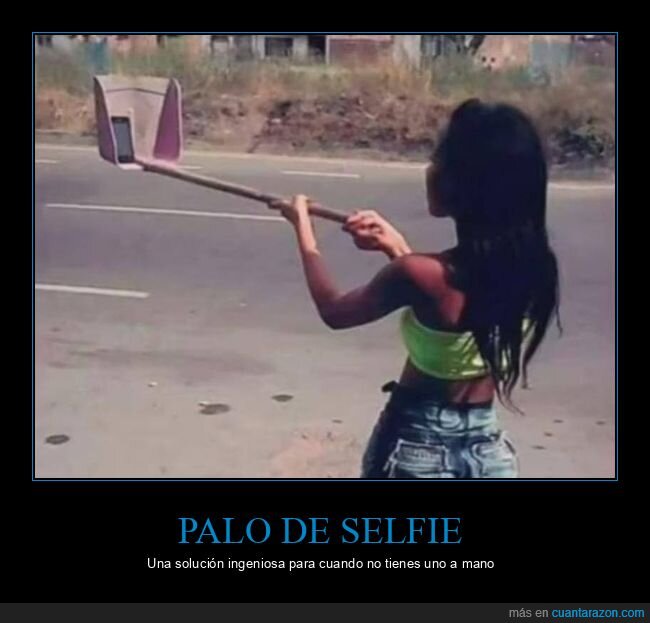 palo de selfie,recogedor,móvil