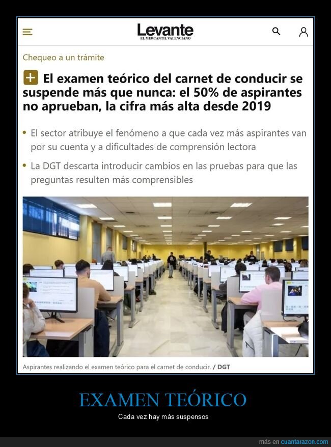 carnet de conducir,examen teórico,suspensos
