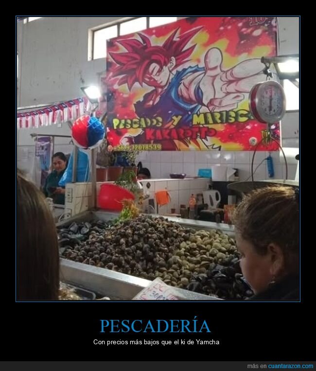 dragon ball,kakaroto,pescadería