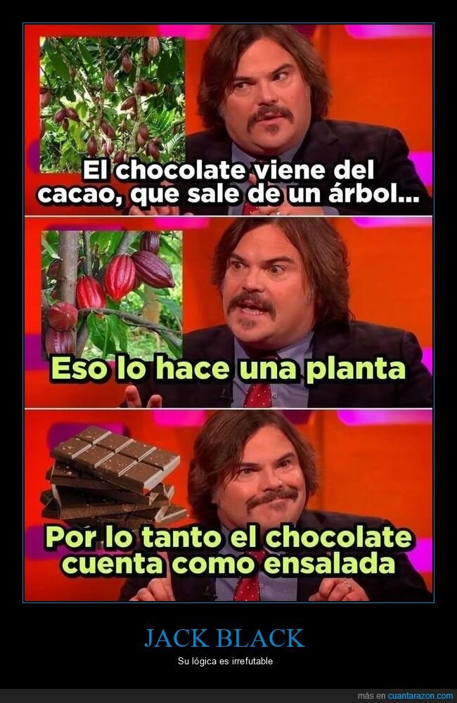 jack black,chocolate,planta,ensalada
