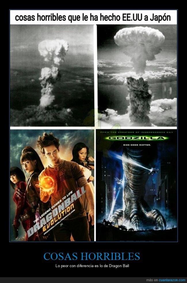 bomba atómica,dragon ball evolution,eeuu,godzilla,hiroshima,japón,nagasaki