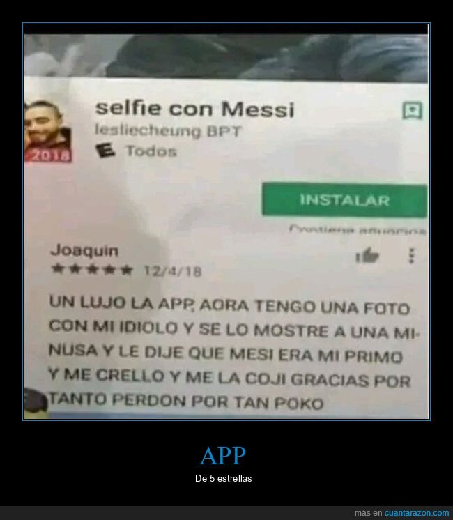 messi,reseña,selfie,app