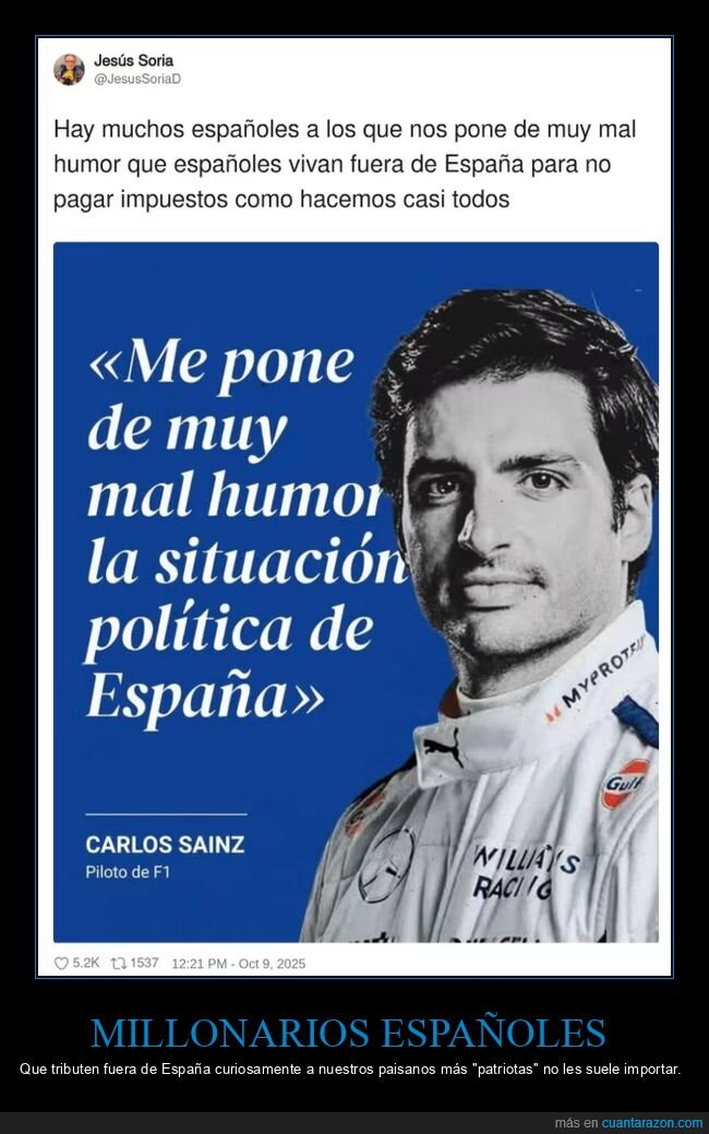 carlos sainz,impuestos,tributar,españa