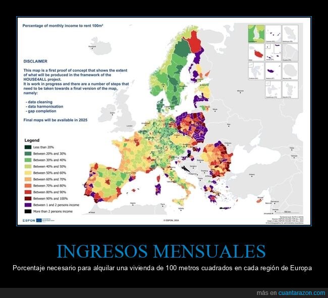 ingresos mensuales,alquilar,vivienda,europa,regiones,mapas