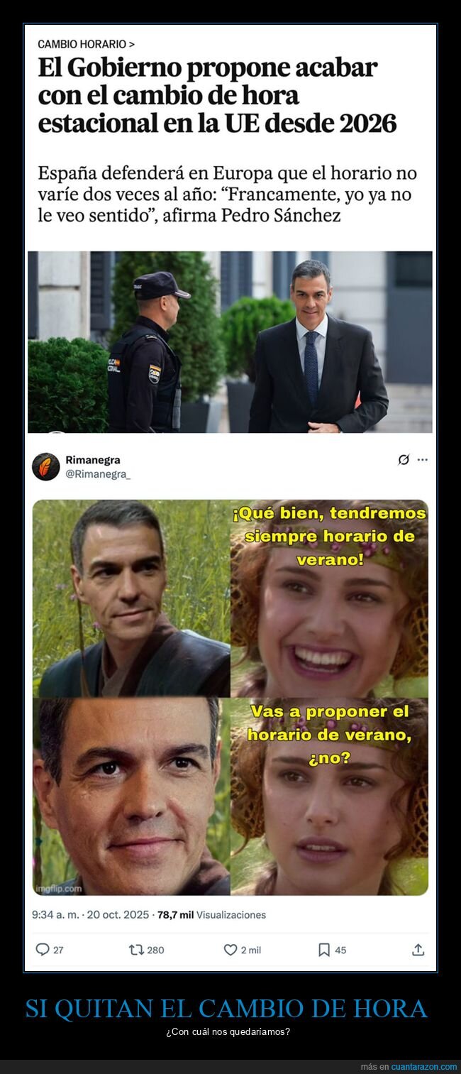 cambio de hora,horario,pedro sánchez,políticos