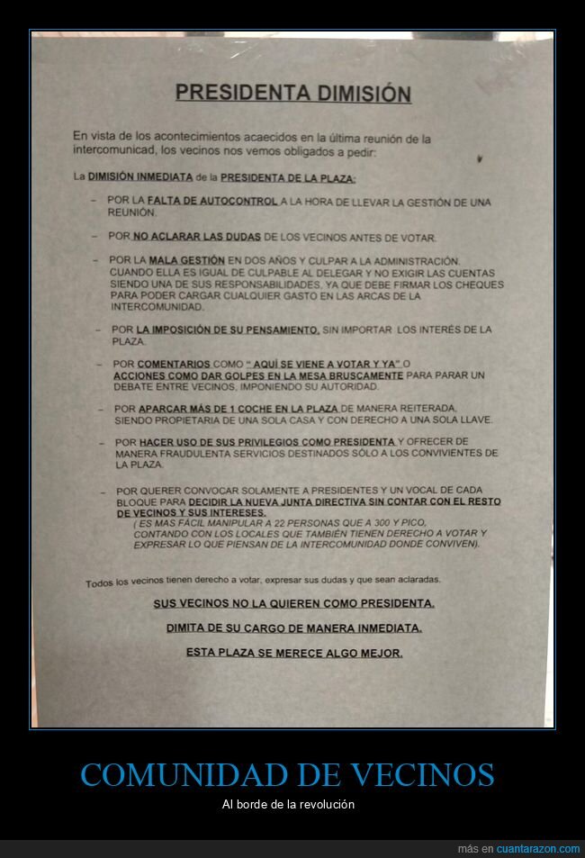 vecinos,carteles,presidenta