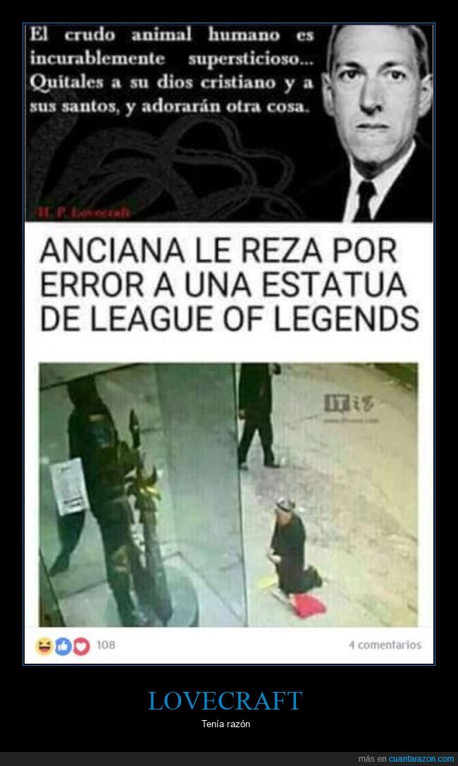 abuela,dios,estatua,lol,lovecraft,rezando