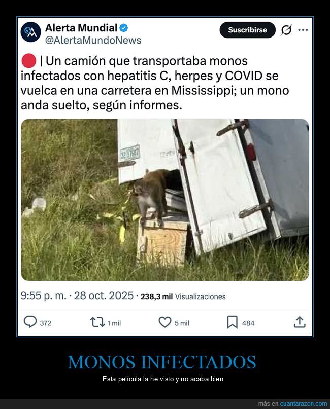 camión,infectados,monos