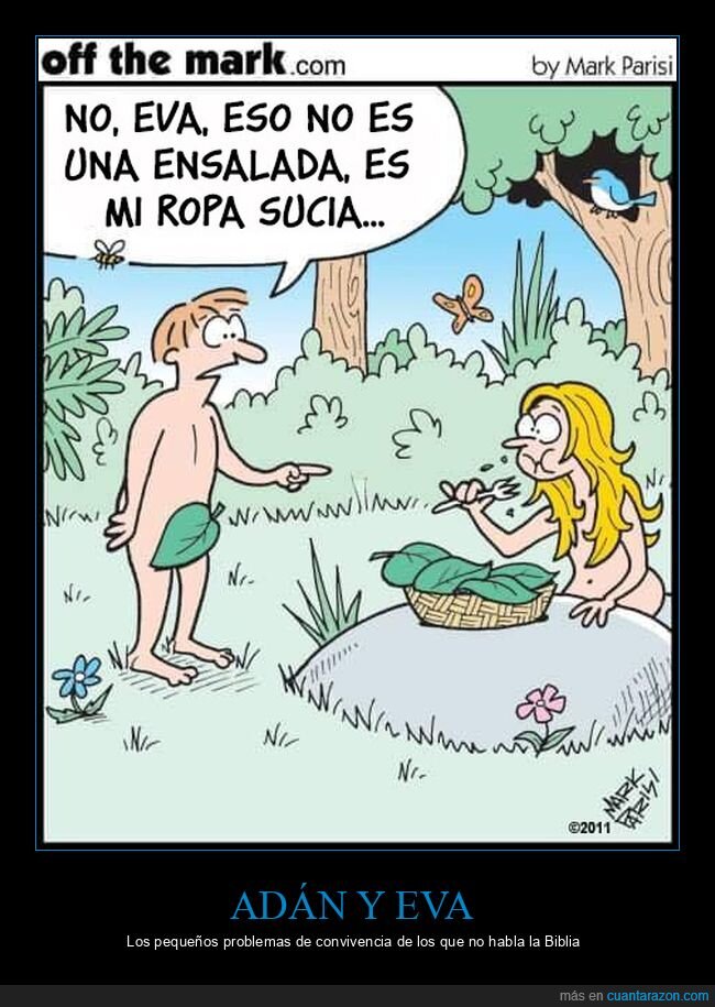 adán,eva,ensalada,ropa sucia