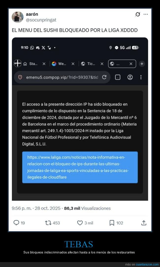 menú,sushi,bloqueo,laliga
