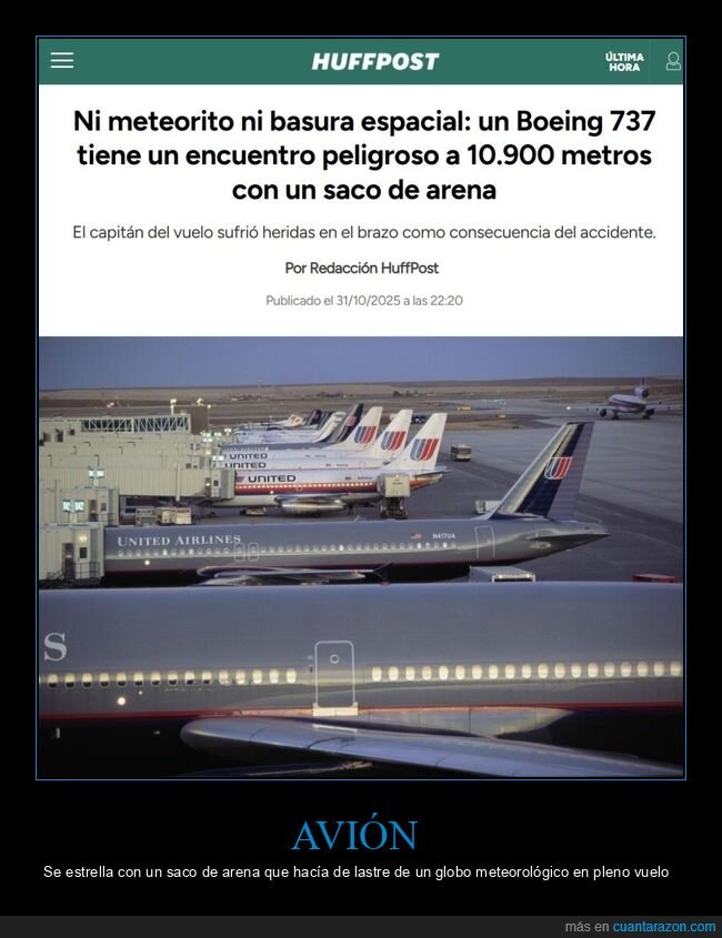 avión,saco de arena