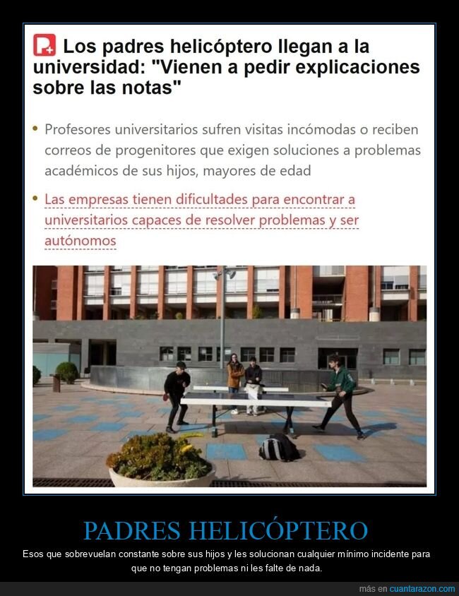padres helicóptero,universidad