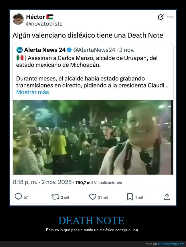 carlos manzo,death note,dislexia,mazón