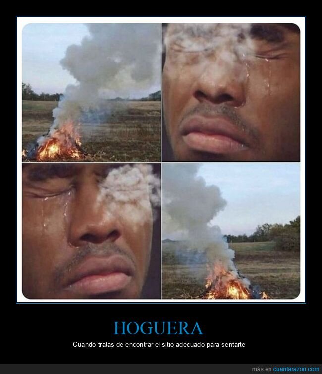 hoguera,humo,sentarse