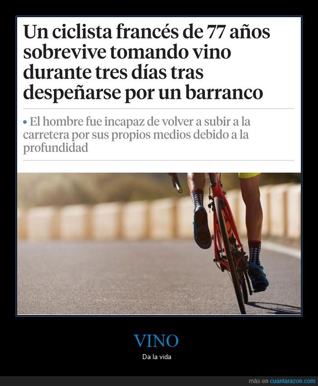 barranco,cilcista,sobrevivir,vino