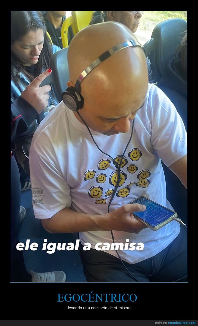 calvo,camiseta,cascos,smiley