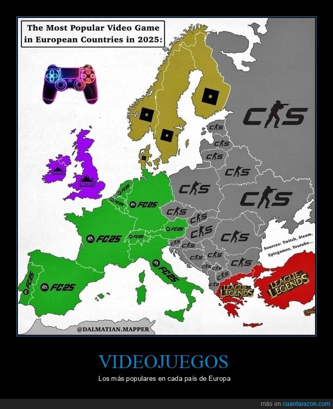videojuegos,populares,países,europa,mapas