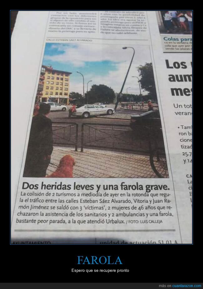 farola,grave,heridas,leves