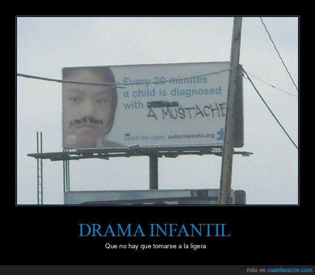 bigote,diagnóstico,niños,trolling,valla publicitaria