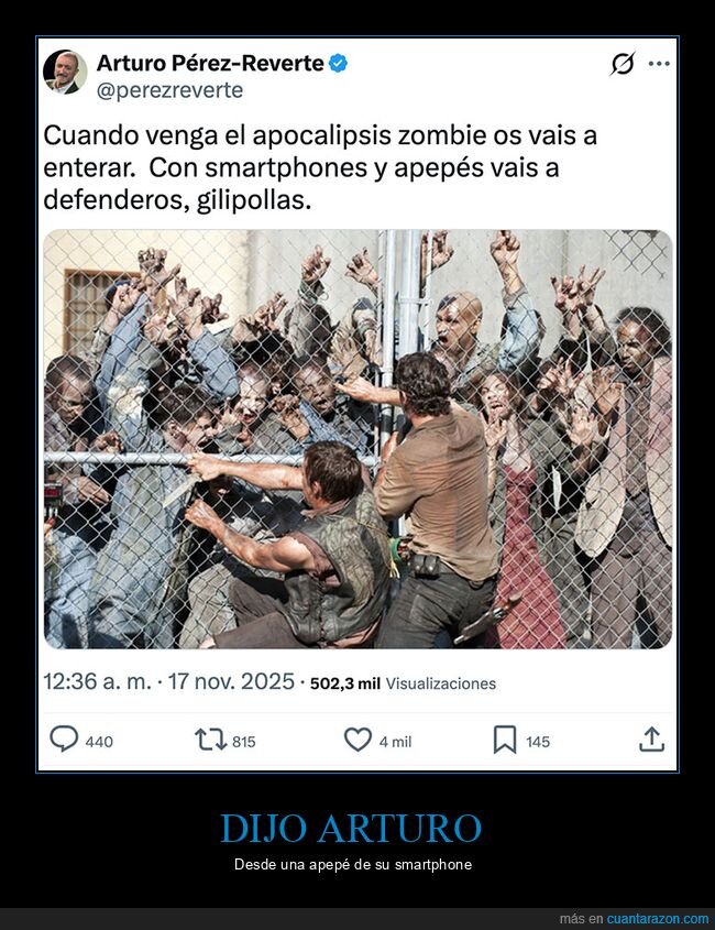 apocalipsis zombie,apps,arturo pérez reverte,smartphones