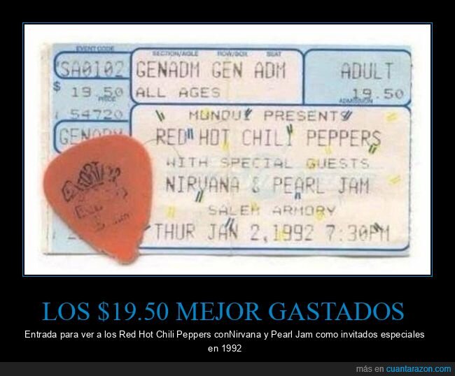 red hot chilli peppers,nirvana,pearl jam,entradas,1992