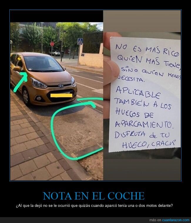 aparcamiento,coches,hueco,notas