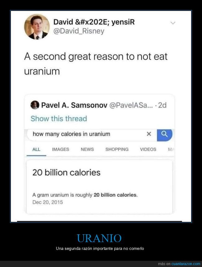 calorías,uranio
