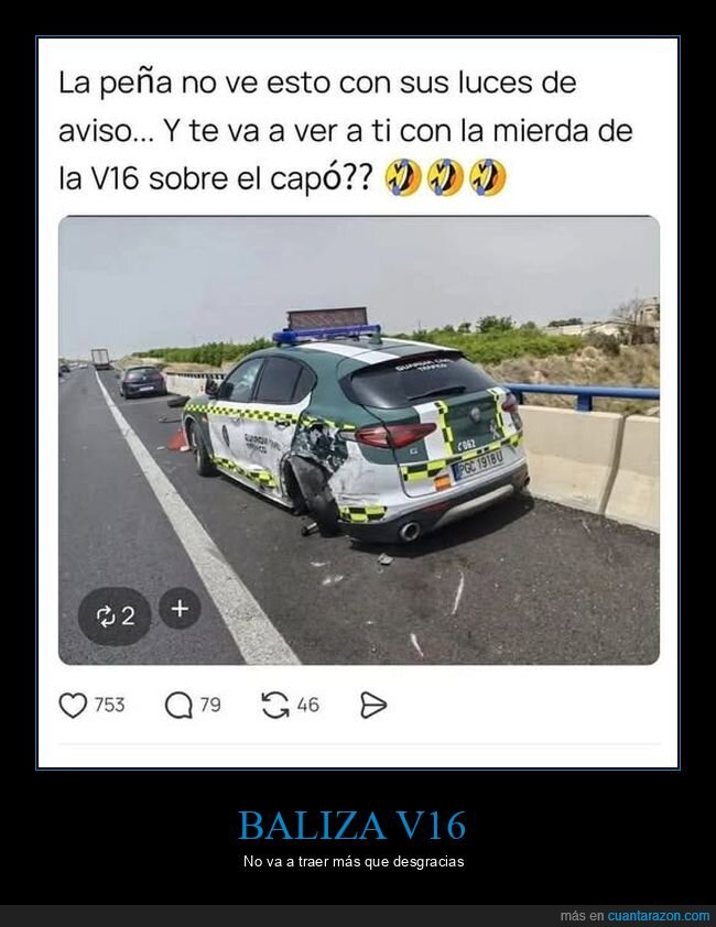 baliza v16,coches,guardia civil