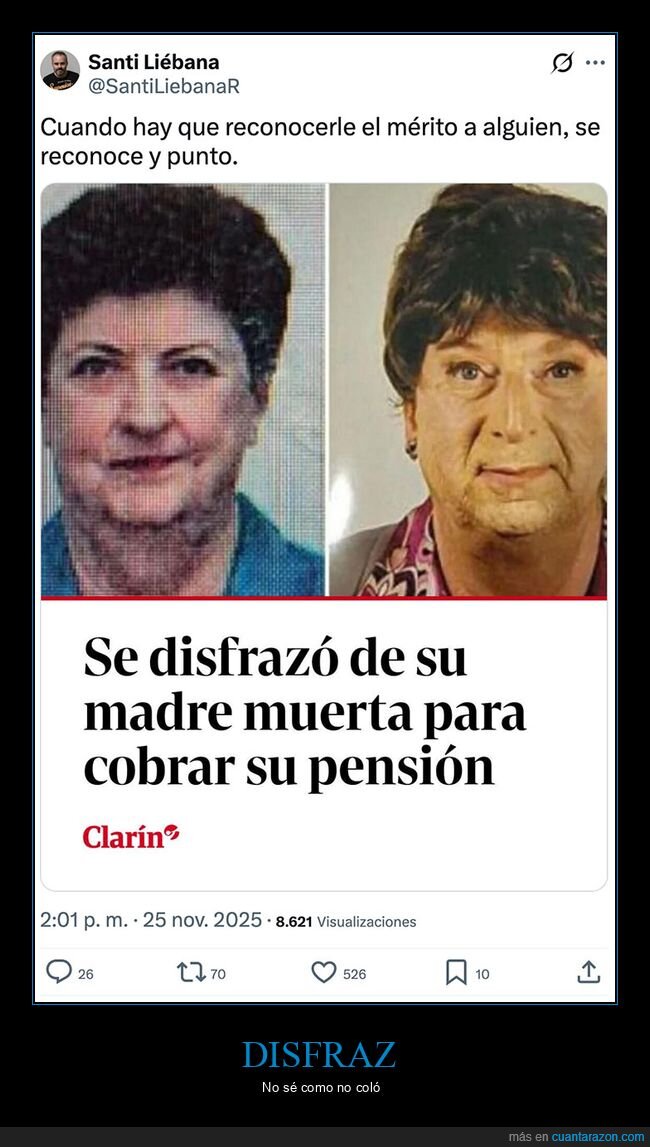 cobrar,disfraz,madre,pensión
