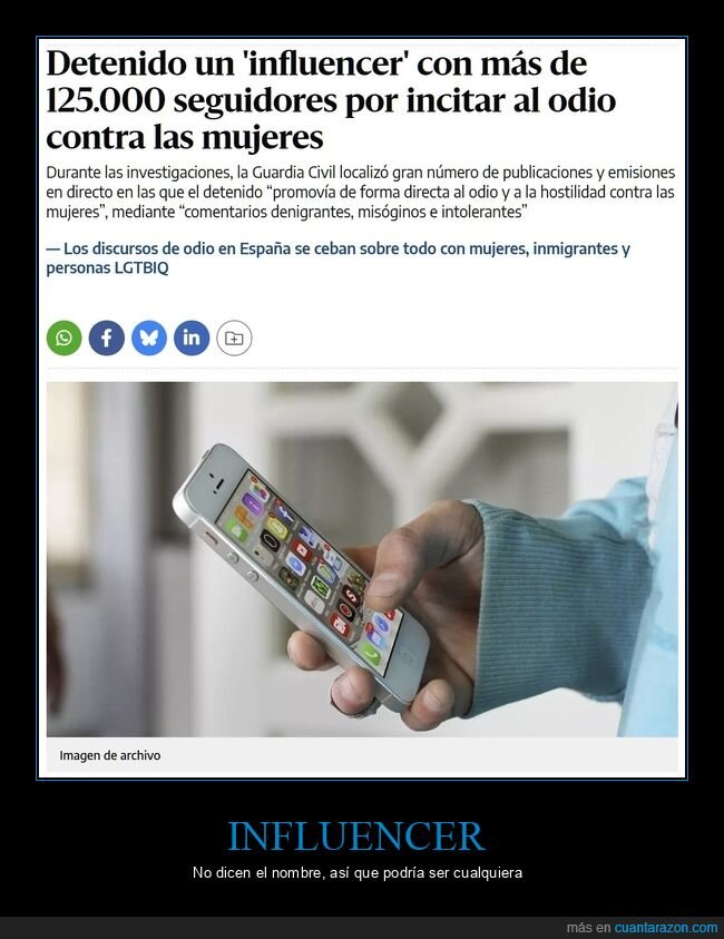 influencer,detenido,odio,mujeres