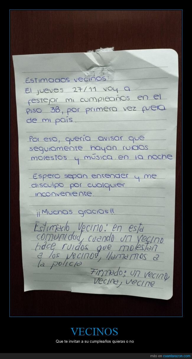 vecinos,carteles,cumpleaños