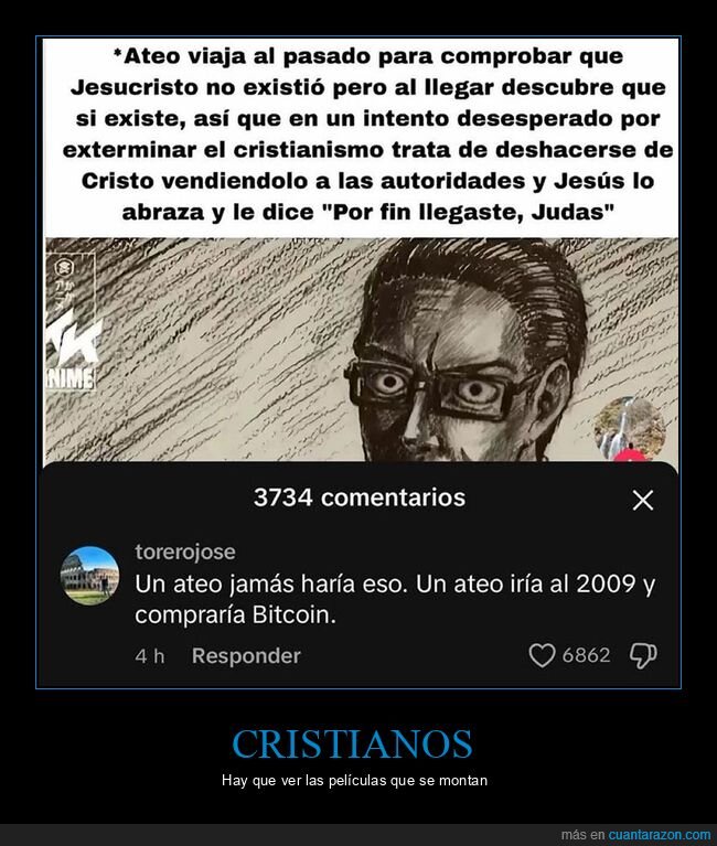 ateo,bitcoin,comentarios,jesús,judas,viaje en el tiempo