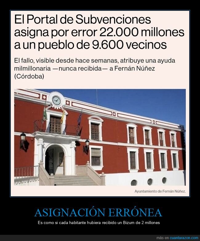 subvenciones,asignar,error,dinero,pueblo