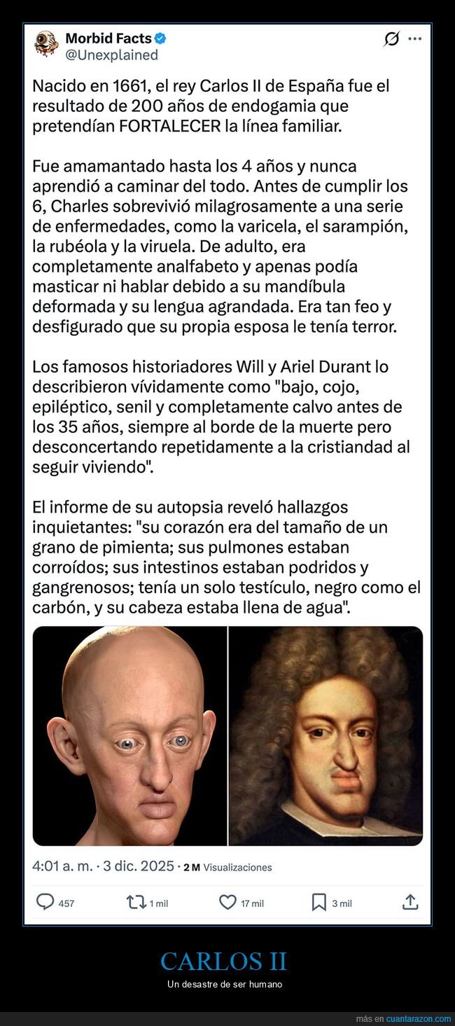 carlos ii,curiosidades,endogamia