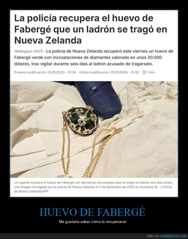 huevo de fabergé,ladrón,tragar