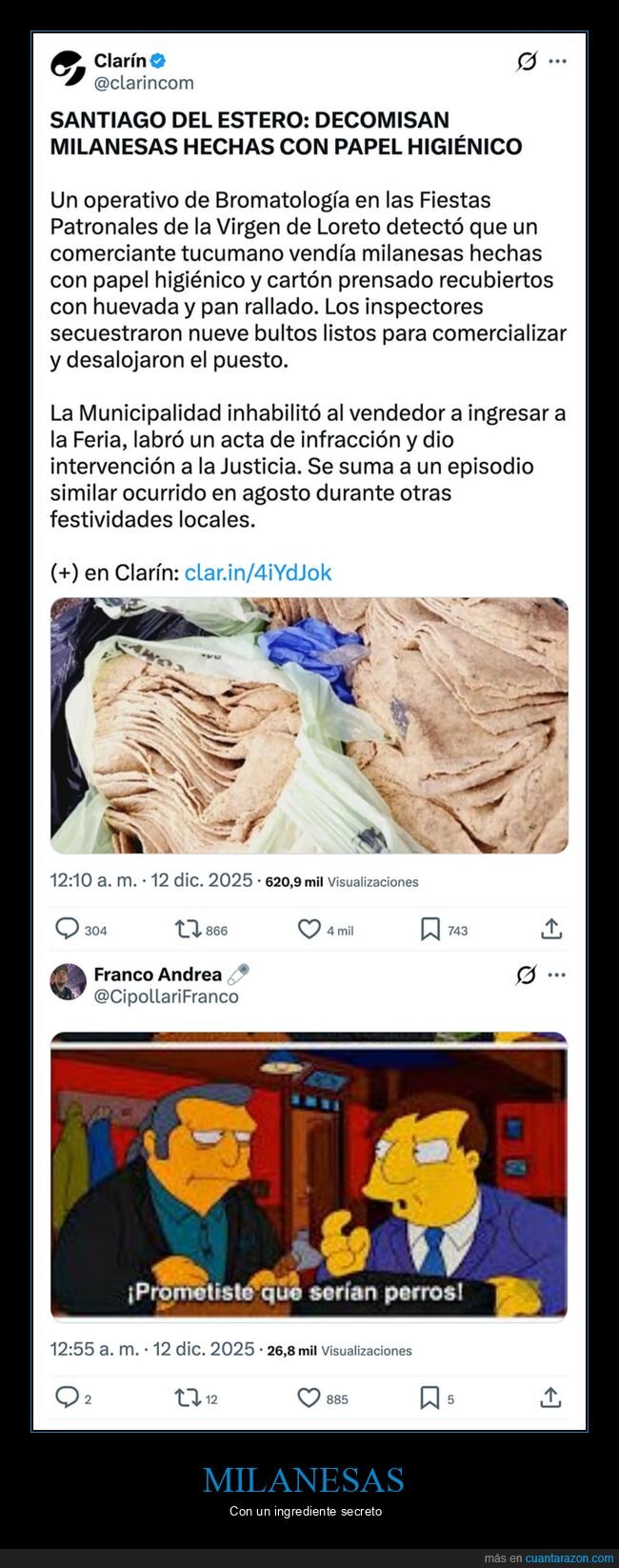 milanesas,papel higi&eacute;nico