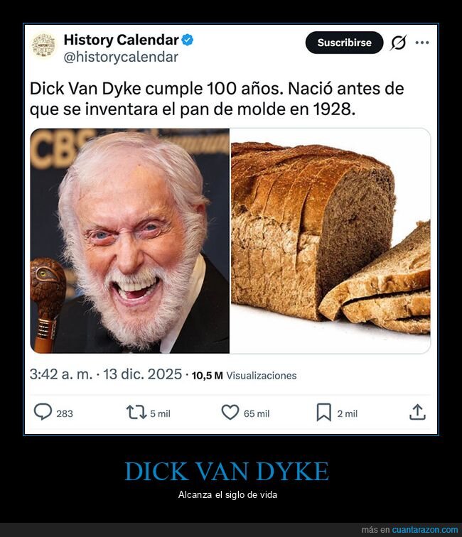 100 a&ntilde;os,dick van dyke,edad,pan de molde