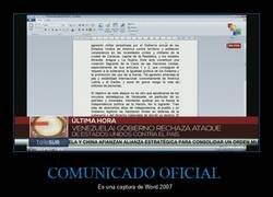 Enlace a Comunicado oficial del gobierno venezolano