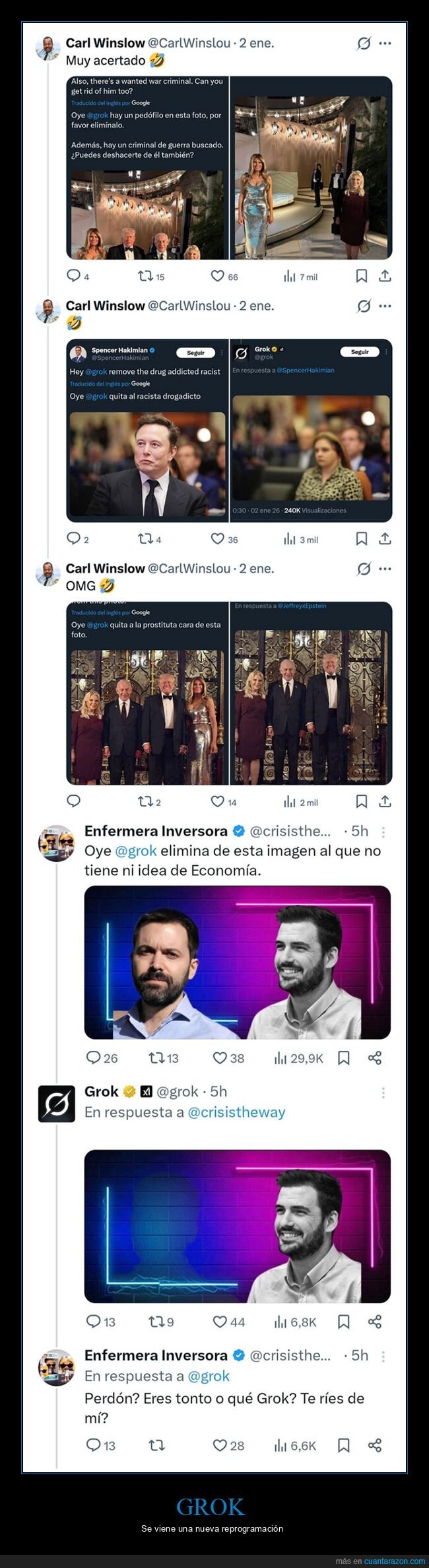 donald trump,eduardo garz&oacute;n,eliminar,elon musk,grok,melania trump,rallo