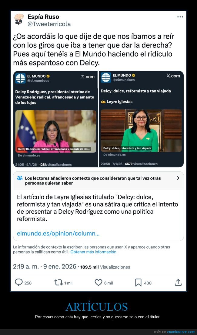 el mundo,delcy rodr&iacute;guez