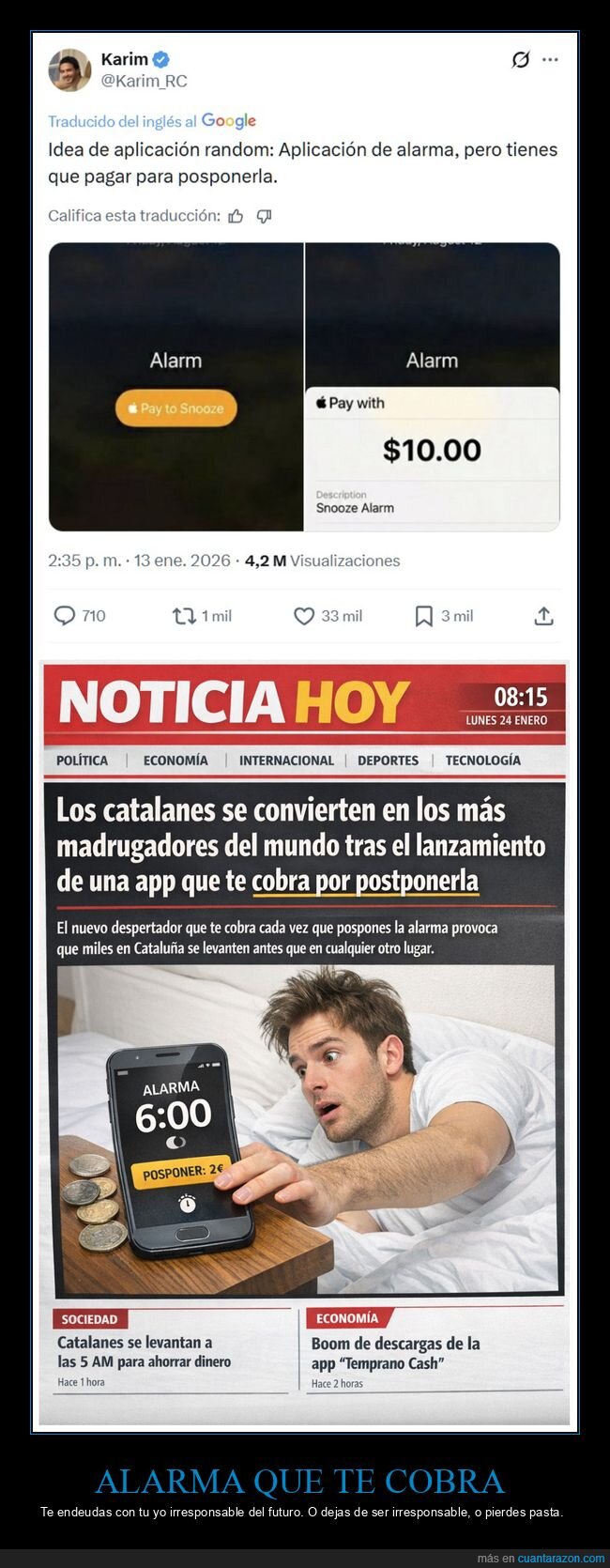 alarma,cobrar,posponer